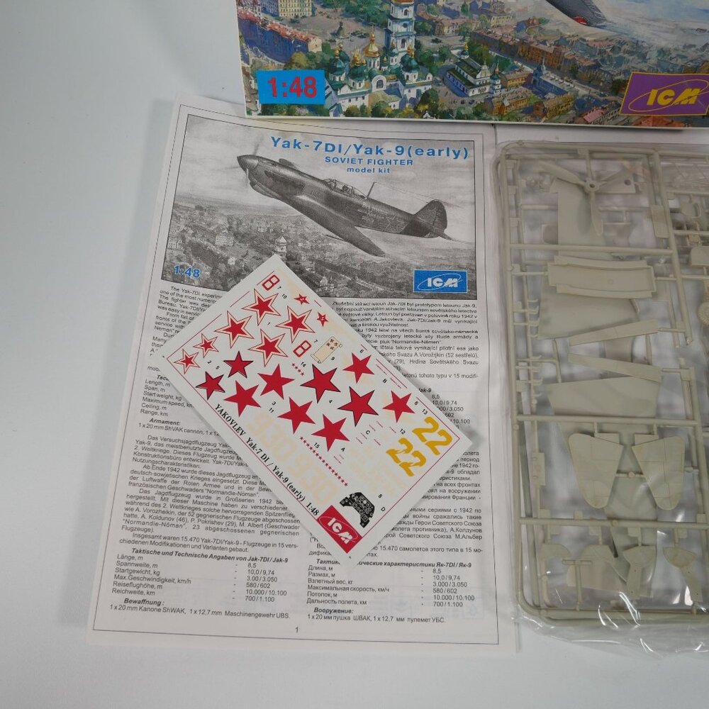 Yak-7DI/Yak-9 Early 1:48 WWII Soviet Fighter Plastic Scale Model Kit By ICM NIB - Picture 6 of 8